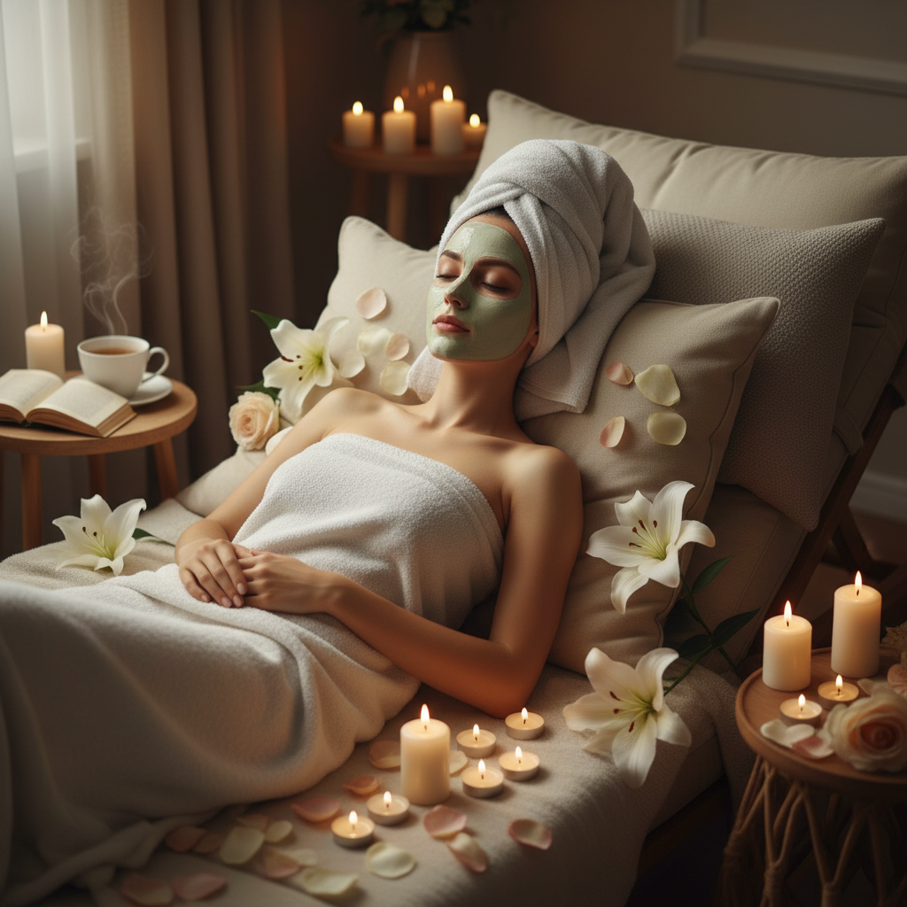 Transforme seu dia com um spa caseiro! Veja como criar um ritual completo de relaxamento, com cuidados para pele, cabelo e mente, usando produtos acessíveis.